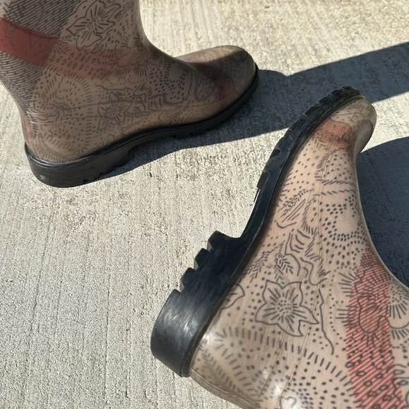 Burberry Paisley Flower Nova Check Rain Boot - Size 37 - Picture 7 of 9